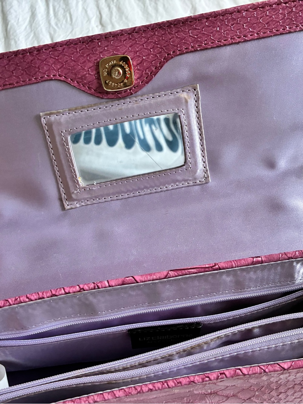 Liz Claiborne Pink and Lilac Quilted with charms purse - Picture 4 of 10